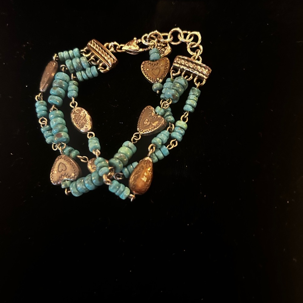 Brighton Turquoise and Gold Heart Bracelet